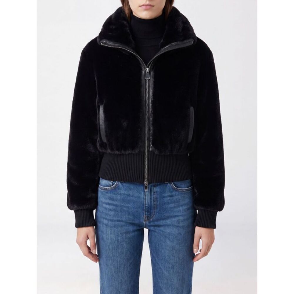 Pinko Women Pinko Faux Fur Zip-Up Jacket With High Neck And Elasticated Cuffs